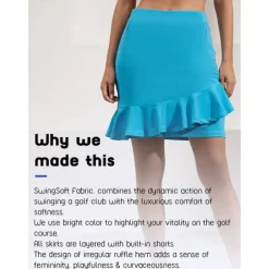 Women's Golf Skorts 19inch Blue Bottoms Ladies Golf Attire Clothes Outfits Wear Apparel