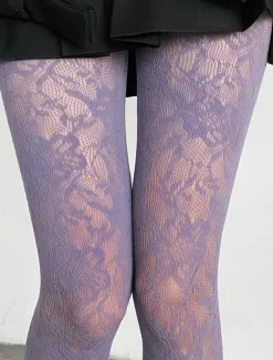 Women's Gothic Lace Patterned Tights - Sheer Fishnet Pantyhose for Cosplay, Party, and Casual Outfits