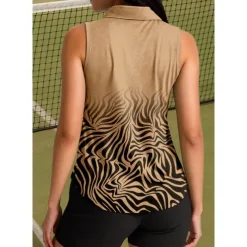 Women's Graphic Animal Zebra Tops Sport Shirt Golf Polo Shirt Tennis Shirt Sleeveless Zipper UPF50+ UV Resistant High Elasticity Moisture Wicking Breathable Tennis Golf Pickleball Turndown Zip Collar