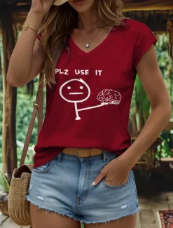 Women's Graphic Letter Camisole Tank Top Vintage Stylish Classic Sleeveless Short Sleeve V Neck Regular Tops Daily Vacation Wear Print Black White Yellow Red Blue Summer Spring