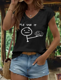 Women's Graphic Letter Camisole Tank Top Vintage Stylish Classic Sleeveless Short Sleeve V Neck Regular Tops Daily Vacation Wear Print Black White Yellow Red Blue Summer Spring