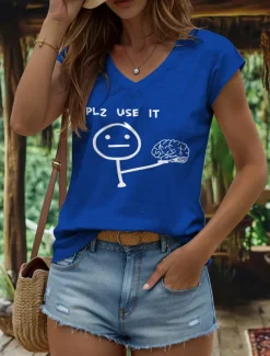 Women's Graphic Letter Camisole Tank Top Vintage Stylish Classic Sleeveless Short Sleeve V Neck Regular Tops Daily Vacation Wear Print Black White Yellow Red Blue Summer Spring