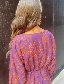 Women's Graphic Print V Neck Maxi Dress Long Sleeve Spring Fall