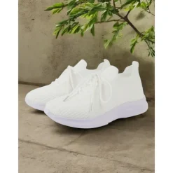 Women's Gray Lightweight Knit Lace-Up Sneakers – Breathable Athletic Shoes for Running, Walking and Everyday Comfort