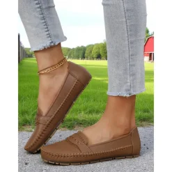 Women's Gray Moccasin Driving Flats – Soft Foldable Shoes with Anti-Slip Sole for Road Trips, Driving and Daily Errands