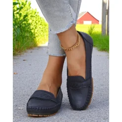 Women's Gray Moccasin Driving Flats – Soft Foldable Shoes with Anti-Slip Sole for Road Trips, Driving and Daily Errands