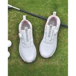 Women's Gray Waterproof Golf Shoes with Dial Lacing System – Comfortable Non-Slip Athletic Footwear for Outdoor Practice, Tournaments or Rainy Days