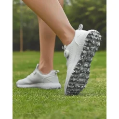 Women's Gray Waterproof Golf Shoes with Dial Lacing System – Comfortable Non-Slip Athletic Footwear for Outdoor Practice, Tournaments or Rainy Days