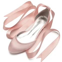 Women's Green Satin Ballet Flats with Long Ribbon Ties, Elegant and Comfortable Shoes for Weddings and Special Occasions
