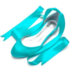 Women's Green Satin Ballet Flats with Long Ribbon Ties, Elegant and Comfortable Shoes for Weddings and Special Occasions