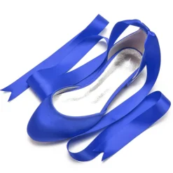 Women's Green Satin Ballet Flats with Long Ribbon Ties, Elegant and Comfortable Shoes for Weddings and Special Occasions