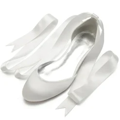 Women's Green Satin Ballet Flats with Long Ribbon Ties, Elegant and Comfortable Shoes for Weddings and Special Occasions