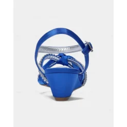 Women's Green Satin Wedge Sandals - Rhinestone Knot Dress Shoes with Ankle Strap for Elegant Banquets and Cocktail Parties