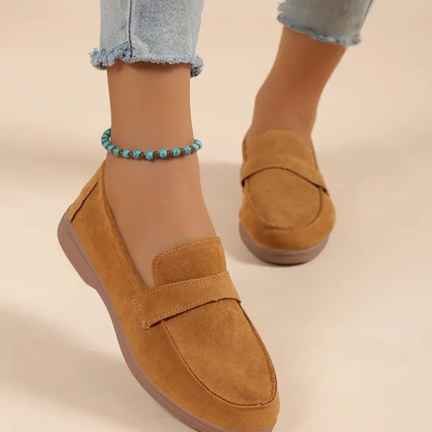 Women's Green Suede Loafers – Comfortable Slip-On Flat Shoes for Casual Wear, Walking & Daily Outfits