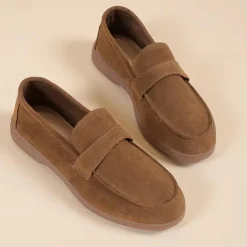 Women's Green Suede Loafers – Comfortable Slip-On Flat Shoes for Casual Wear, Walking & Daily Outfits