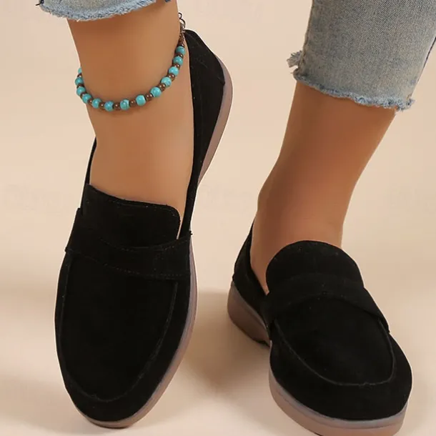 Women's Green Suede Loafers – Comfortable Slip-On Flat Shoes for Casual Wear, Walking & Daily Outfits