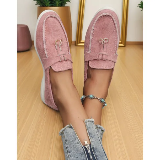 Women's Green Suede Loafers, Lightweight Flats with Gold Bit Detail for Casual Outfits and Daily Dates