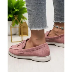 Women's Green Suede Loafers, Lightweight Flats with Gold Bit Detail for Casual Outfits and Daily Dates