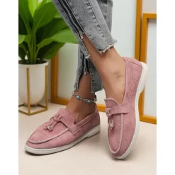 Women's Green Suede Loafers, Lightweight Flats with Gold Bit Detail for Casual Outfits and Daily Dates