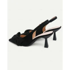 Women's Green Suede Slingback Heels – Pointed Toe Kitten Heels with Bow Detail, Elegant Pumps for Parties & Office Wear