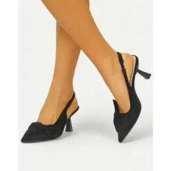 Women's Green Suede Slingback Heels – Pointed Toe Kitten Heels with Bow Detail, Elegant Pumps for Parties & Office Wear