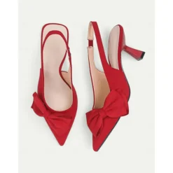 Women's Green Suede Slingback Heels – Pointed Toe Kitten Heels with Bow Detail, Elegant Pumps for Parties & Office Wear