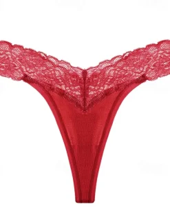 Women's G-strings & Thongs Panties 1 PC Underwear Romantic Sexy Lace Lace Pure Color Cotton Low Waist Petite Super Sexy Black Pink Wine XS S M Home Outfits
