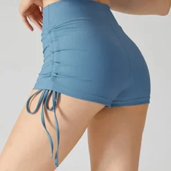 Women's Gym Shorts Yoga Shorts Workout Shorts Drawstring High Waist Yoga Gym Workout Pilates Shorts Black Blue Brown Sports Activewear Stretchy Slim