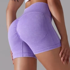 Women's Gym Shorts Yoga Shorts Workout Shorts High Waist Yoga Gym Workout Pilates Shorts Dark Grey Sky Blue Purple Sports Activewear Stretchy Slim