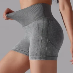 Women's Gym Shorts Yoga Shorts Workout Shorts High Waist Yoga Gym Workout Pilates Shorts Dark Grey Sky Blue Purple Sports Activewear Stretchy Slim