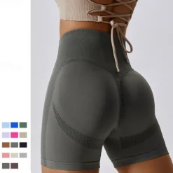 Women's Gym Shorts Yoga Shorts Workout Shorts Elastic Waistband High Waist Yoga Gym Workout Pilates Shorts Black Blue Light Purple Sports Activewear Stretchy Slim