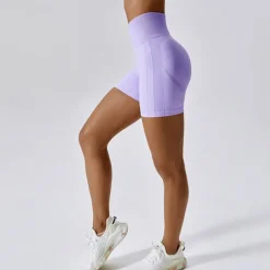 Women's Gym Shorts Yoga Shorts Workout Shorts Elastic Waistband High Waist Yoga Gym Workout Pilates Shorts Black Blue Light Purple Sports Activewear Stretchy Slim