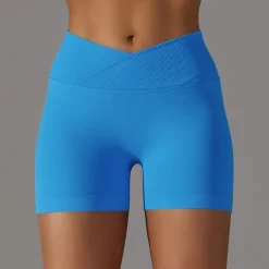 Women's Gym Shorts Yoga Shorts Workout Shorts Criss Cross Waist High Waist Yoga Gym Workout Pilates Shorts Black Army Green Red Sports Activewear Stretchy Slim