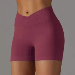 Women's Gym Shorts Yoga Shorts Workout Shorts Criss Cross Waist High Waist Yoga Gym Workout Pilates Shorts Black Army Green Red Sports Activewear Stretchy Slim