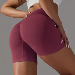 Women's Gym Shorts Yoga Shorts Workout Shorts Criss Cross Waist High Waist Yoga Gym Workout Pilates Shorts Black Army Green Red Sports Activewear Stretchy Slim