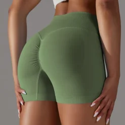 Women's Gym Shorts Yoga Shorts Workout Shorts Criss Cross Waist High Waist Yoga Gym Workout Pilates Shorts Black Army Green Red Sports Activewear Stretchy Slim