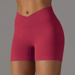 Women's Gym Shorts Yoga Shorts Workout Shorts Criss Cross Waist High Waist Yoga Gym Workout Pilates Shorts Black Army Green Red Sports Activewear Stretchy Slim