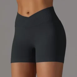 Women's Gym Shorts Yoga Shorts Workout Shorts Criss Cross Waist High Waist Yoga Gym Workout Pilates Shorts Black Army Green Red Sports Activewear Stretchy Slim