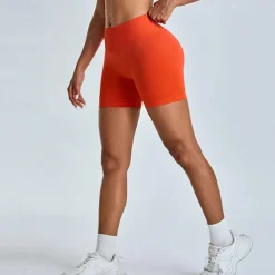 Women's Gym Shorts Yoga Shorts Workout Shorts Elastic Waistband High Waist Yoga Gym Workout Pilates Shorts Black Pink Orange Sports Activewear Stretchy Slim