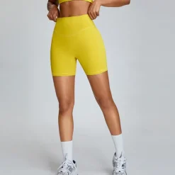 Women's Gym Shorts Yoga Shorts Workout Shorts Elastic Waistband High Waist Pilates Gym Workout Workout Shorts Yellow Pink Blue Sports Activewear Stretchy Slim