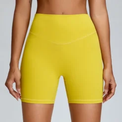 Women's Gym Shorts Yoga Shorts Workout Shorts Elastic Waistband High Waist Pilates Gym Workout Workout Shorts Yellow Pink Blue Sports Activewear Stretchy Slim