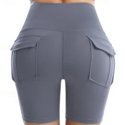 Women's Gym Shorts Yoga Shorts Workout Shorts Multiple Pockets High Waist Yoga Gym Workout Pilates Shorts Black Pink Army Green Sports Activewear Stretchy Slim