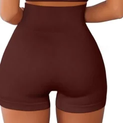 Women's Gym Shorts Yoga Shorts Workout Shorts High Waist Yoga Gym Workout Pilates Shorts Light Coffee White Blue Sports Activewear Stretchy Slim