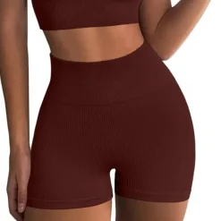 Women's Gym Shorts Yoga Shorts Workout Shorts High Waist Yoga Gym Workout Pilates Shorts Light Coffee White Blue Sports Activewear Stretchy Slim