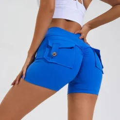 Women's Gym Shorts Yoga Shorts Workout Shorts Pocket High Waist Yoga Gym Workout Pilates Shorts Black Royal Blue Green Sports Activewear Stretchy Slim