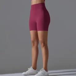 Women's Gym Shorts Yoga Shorts Workout Shorts Elastic Waistband High Waist Yoga Gym Workout Pilates Shorts Black Red Burgundy Sports Activewear Stretchy Slim