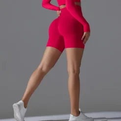 Women's Gym Shorts Yoga Shorts Workout Shorts Elastic Waistband High Waist Yoga Gym Workout Pilates Shorts Black Red Burgundy Sports Activewear Stretchy Slim