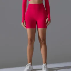 Women's Gym Shorts Yoga Shorts Workout Shorts Elastic Waistband High Waist Yoga Gym Workout Pilates Shorts Black Red Burgundy Sports Activewear Stretchy Slim