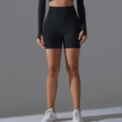 Women's Gym Shorts Yoga Shorts Workout Shorts Elastic Waistband High Waist Yoga Gym Workout Pilates Shorts Black Red Burgundy Sports Activewear Stretchy Slim