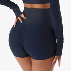 Women's Gym Shorts Yoga Shorts Workout Shorts Elastic Waistband High Waist Yoga Gym Workout Pilates Shorts Black White Navy Blue Sports Activewear Stretchy Slim